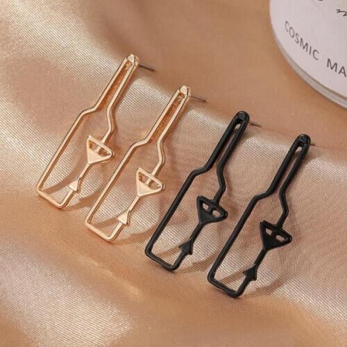 Creative Wine-bottle Earrrings Wine-glass Shape Stud Earrings For Women Earing Jewelry Fun Abstract Earings Kolczyki Pendientes