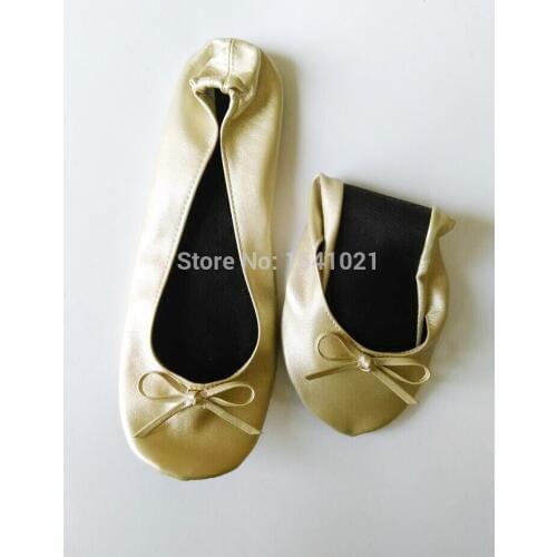 Canvas Upper Material and Soft Ballet Shoes Type fold up shoes with macthing bag
