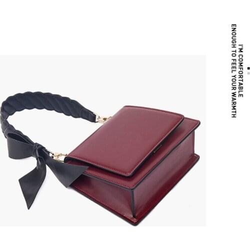 Fashion Handbags with Shoulder Straps, Bow Knots, Bags, Straps, Backpacks, All-match Western Style Bags, Accessories, Wine Red