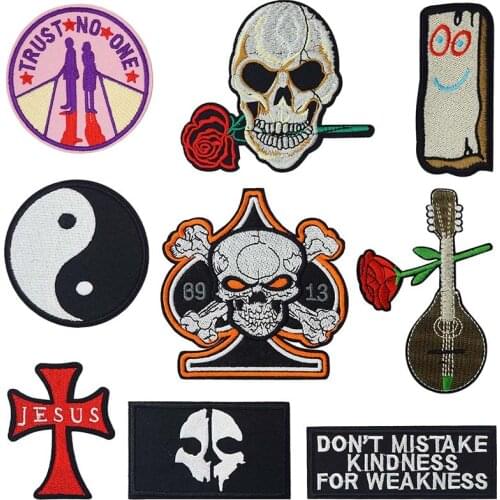 Azrael Skull Death Big Iron On Patches Sewing Embroidered Applique for Jacket Clothes Stickers Badge DIY Apparel Accessories