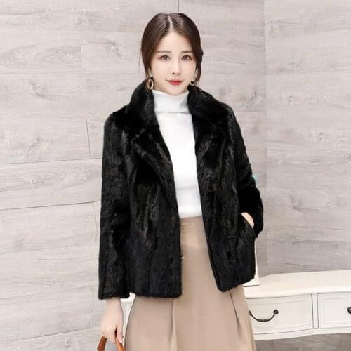 2018 New Womens Pieces Mink Fur Coat Full Sleeve Real Fur Winter Coat Female