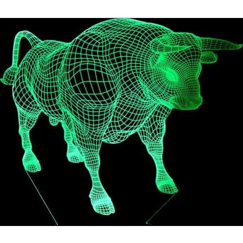 New Bull 3d Lamp Led 7 color change Remote Control Light Acrylic Stereo Vision Led Night Light Powerbank Kids Lamp