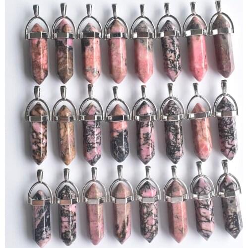 Fashion good quality natural Rhodochrosite stone pillar charms pendant for jewelry making free shipping Wholesale 24pcs/lot
