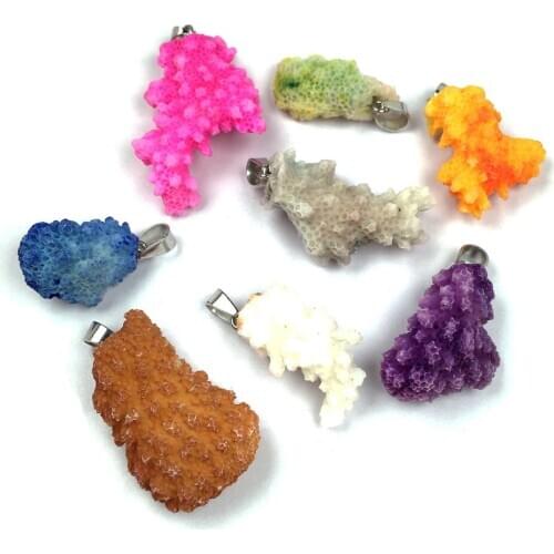 Natural Stone Coral Pendants Irregular Pendant Charms for DIY Jewelry Making Necklace Accessories Size 15x20-20x40mm Wholesale
