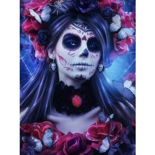 Sugar skull beauty diamond painting halloween full rhinestone embroidery picture mosaic sticker diamond tapestry wall paper diy
