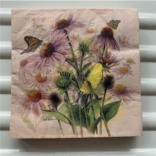 Napkin paper tissue craft pattern vintage flower butterfly bird handerchief decoupage wedding christmas birthday party cafe mat