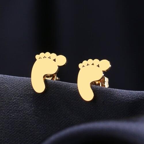 Stainless Steel Earrings Cute Feet Fashion Stud Earrings Classic Simple Earrings For Women 2021 Jewelry Wedding Party Gifts NEW