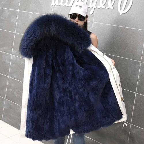 Plus Size 2019 Winter Womens Jacket New Soft Rabbit Hair Liner Overcome Female Long Removable Fur Coat Parkas Jaqueta Feminina