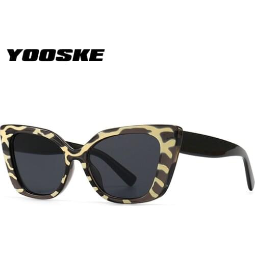 YOOSKE Cat Eye Sunglasses Women Luxury Brand Designer Vintage Sun Glasses Oversized Leopard Pink Eyewear Party UV400