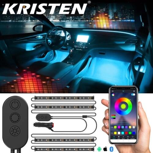 Car LED RGB Light Interior Atmosphere Lights Strip Wireless Control DIY Color multiple modes Decorative Foot Lamp