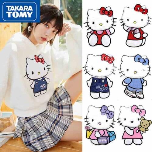 TAKARA TOMY Cartoon Plush Hello Kitty Embroidered Cloth Patch Patch Hole Patch Decoration Patch Pattern