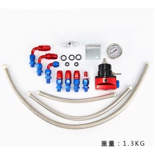 Universal Adjustable Car New Billet Fuel Pressure Regulator Oil 160psi Gauge AN 6 Fitting End Oil Gauge Hose Fitting Kit