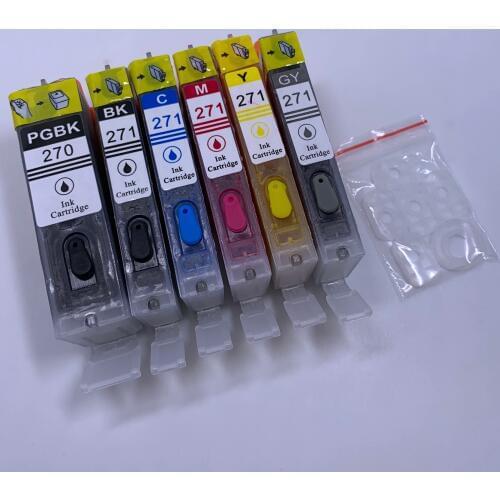 YOTAT 6pcs Full Refillable ink cartridge PGI270 PGI-270XL PGI-270 CLI-271 for Canon PIXMA MG7720 TS8020 TS6020