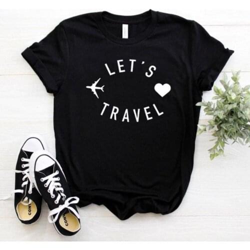 Plus Size T-shirt Women Shirts Summer Tee Top Woman Drop Shipping Lets Travel Printing