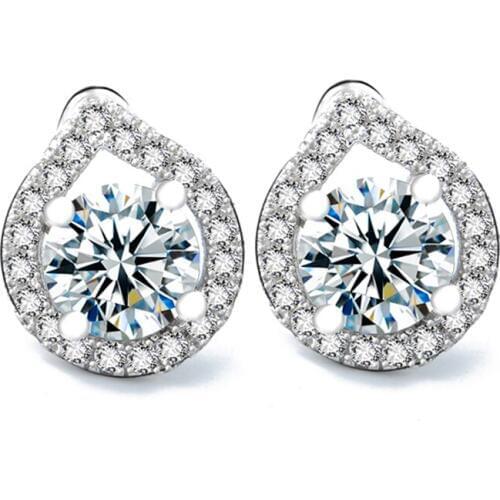 GNE1094 100% Fine 925 Sterling Silver Earring Beauty Lovely Crystal Charming Women Stud Earrings High Quality Fashion Jewelry