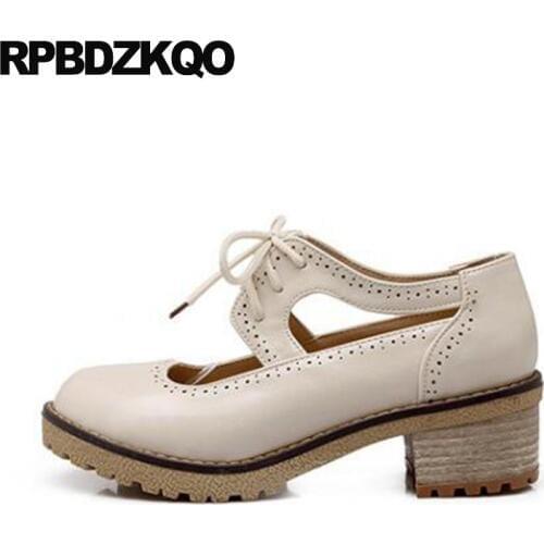 Ladies Strap Size 4 34 Thick Mary Jane Kawaii Round Toe Lace Up Pumps Lolita Fashion Shoes High Heels 11 43 10 42 Plus Brogue