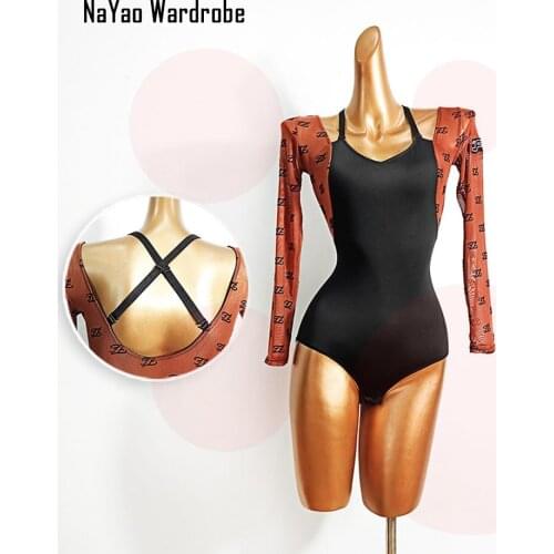2020 New Latin Dance Dress Women Long Sleeve Patchwork Latin Dance Tops Bodysuit Samba Tango Chacha Dancing Performamnce TL612