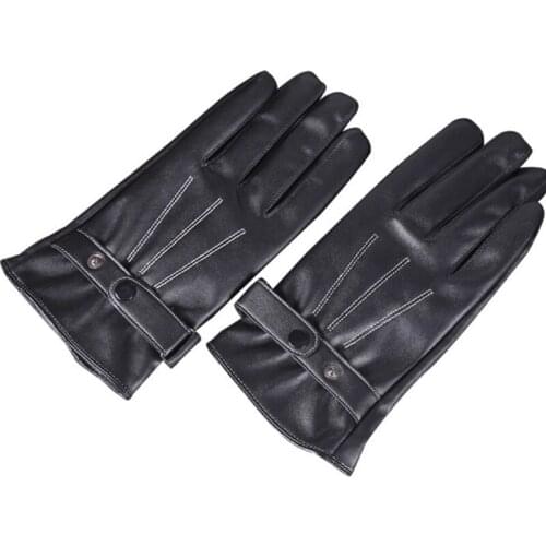Winter Leather Gloves Leather Full Finger Gloves Fleece Lining Glove Touchscreen Waterproof Glove for Driving Riding