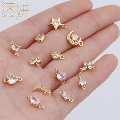 10 Pcs /Lot Wholesale Fashion Small Charms For Jewelry Making Bling Stars And Moon Pendant Necklace Bracelet DIY