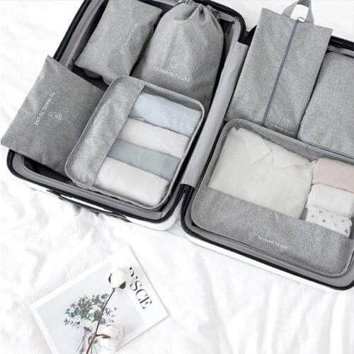 7Pcs/set Travel Packing Cube Bag Organizer Clothe Mesh Storage Bag Cation Underwear Bra Sock Pouch Wash Bags Travel Accessories