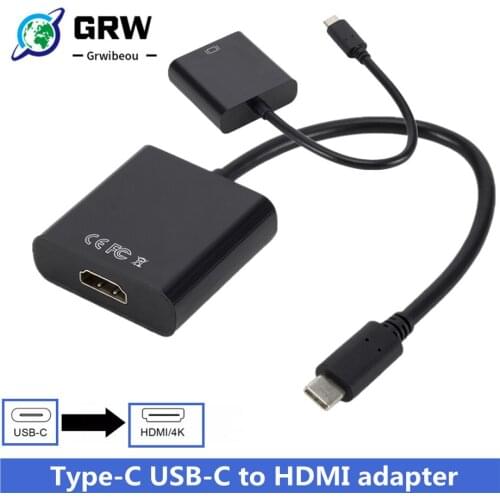 GRWIBEOU USB C Type C to HDMI 4K HDTV Digital Adapter Cable for Apple Macbook and Google Chromebook Pixel
