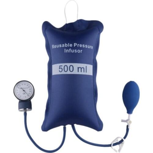 Pressure Infusion Bag 500Ml for Blood&Fluid Quick Infusion with Pressure Display Valve Reusable Pressure Infusion Bag