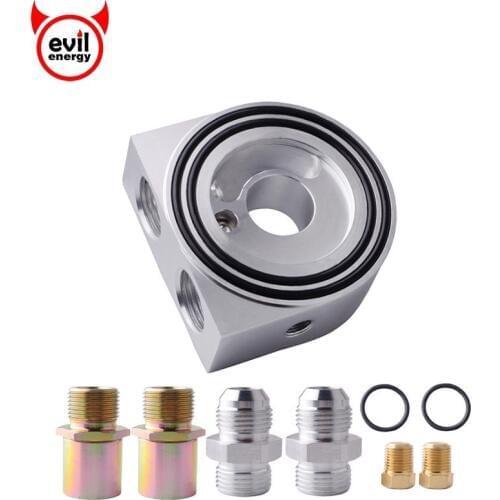Evil energy Oil Cooler Filter Sandwich Plate Thermostat Adaptor AN10 Fittings 3/4" 16-UNF Oil Filter Adapter Racing Oil Cooler