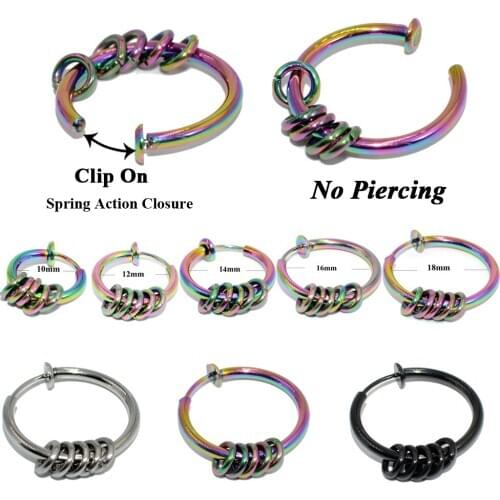 Surgical Steel Clip on Earrings Dangle Ear Cuff Non Pierced Fake Spring Hoops Earring New Fashion Women Earrings punk rock