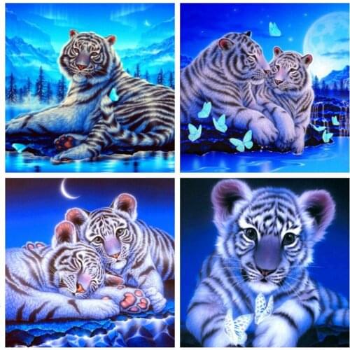 HUACAN 5D DIY Diamond Painting Tiger Animal Full Drill Square Home Decoration Embroidery Picture Handcraft Art Kits