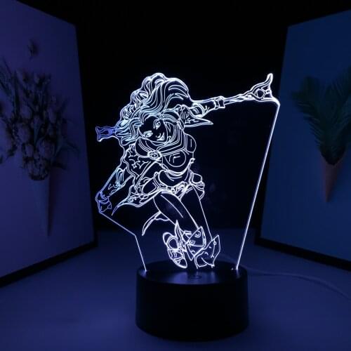 Game League of Legends Character Lux 3D Lamp Acrylic Light Guide Plate Black Base NightLight for Children Festival Birthday Gift