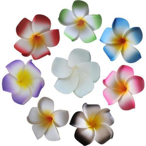100PCS,4CM Head Artificial Foam Fleur De Frangipanier,Fake Hawaii Plumeria Flower Heads Wedding Decorations,For Hair accessories