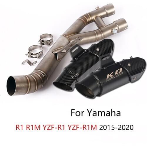 Slip-on Exhaust Set for Yamaha R1/R1M YZF-R1/R1M 2015-2020 Motorcycle Mid Tube 61mm Exhaust Muffler Pipe with DB Killer Escapes