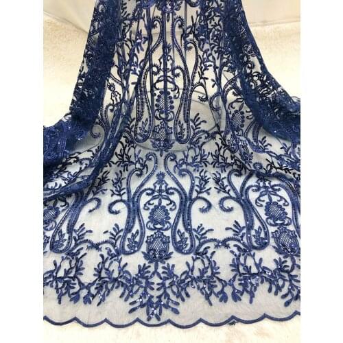 New Style Mesh Embroidery Sequins African Lace Fabric 2021 High Quality Lace Water Soluble Fashion Lace Fabric 5 Yards