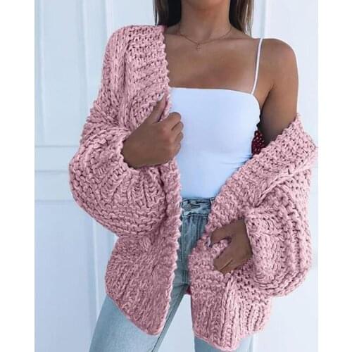 Fashion Women Autumn Knitted Sweater Loose Cardigan Casual Coat Woman Sweaters Popular Long-Sleeved Coat Chic Ladies Clothes