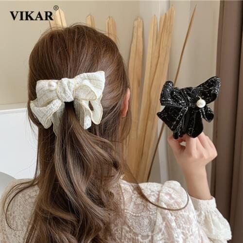 New Women Korea Banana Hair Clip Girls Cute Ribbon Bows Barrettes Fashion Hairgrips Waterdrop Hairpins Hair Accessories VIKAR