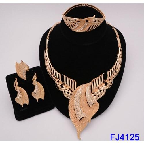 New Indian Jewelry Sets Multicolor Bridal Wedding Big Crystal Dubai Gold Jewelry Sets for Women Necklace Earrings Party Gift