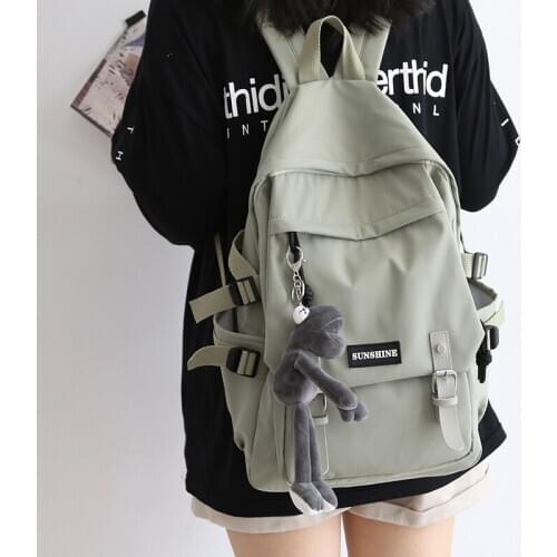Solid Color Womens Backpack Female Korean Ins School Bags for Teenage Girls School Students Large Capacity Woman Backpack 2020