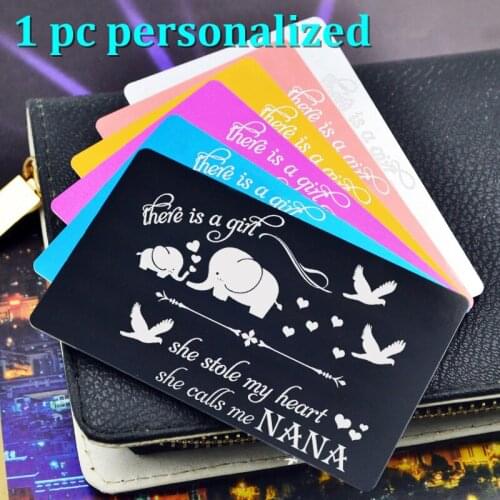 Personalized Metal Wallet Card Insert Custom Laser Engraved Message Card Romantic Gift Hand Writting Love Greeting Card KP015