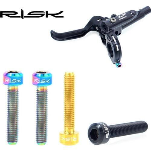 2pcs Risk Titanium Alloy Bike Brake Lever Bolts Ultralight M5*25mm Bicycle Screws Extended for SHIMANO XT M8000 Cycling Parts