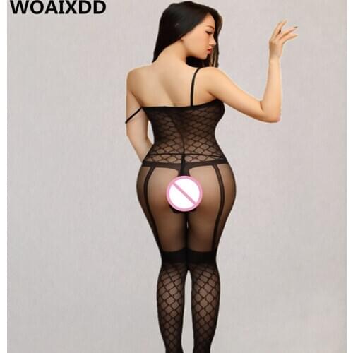 Sexy Latex Lingerie Hot Erotic Porn Babydoll Teddy BodySuit Fishnet Catsuit Open Crotch Bodytocking Women Costumes