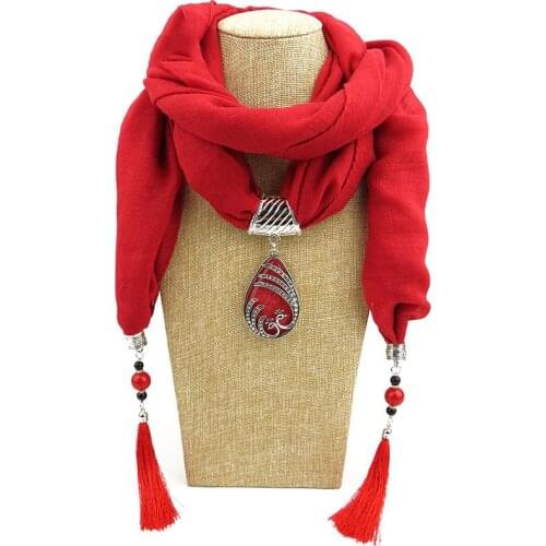 Luxury Women Jewelry Pendants Water Droplets Cotton Scarf Long Tassel Wrap Soft Necklace Female Foulard Accessories