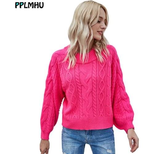 Loose knit sweater O-Neck women Autumn and winter Warm Fashion fluorescence color Graceful Pullovers New arrival ladies tops