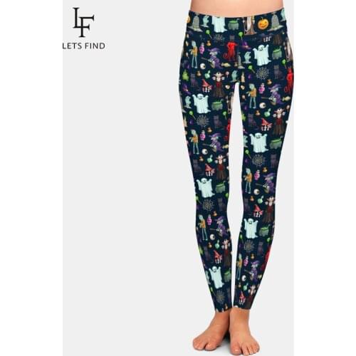LETSFIND 2019 Hallowmas Fashion Women High Waist Plus Size Leggings Pumpkins and Ghosts Print Fitness Stretch Leggings