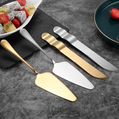 2Pcs Wedding Cake Knife SetStainless Steel Pastry Tools Fashion Gold Sliver Pizza Shovel Baking Tool Pizza Knife Accessories