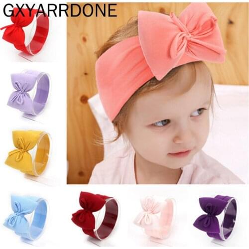 2020 Newborn Kids Girls Large Bow Knot Headband Children Toddler Solid Color Soft Cotton Turban Head Wrap Party Hair Accessories