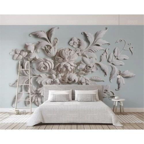 3d Wallpaper Custom Photo Mural Qriginal Beautiful European Peony Flower Relief 3d Stereo TV background Wall Silk Wallpaper