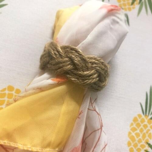 4pcs Set Natural Linen Rope Napkin Buckle Braided Jute Napkin Ring Wedding Napkin Holder For Table Decoration