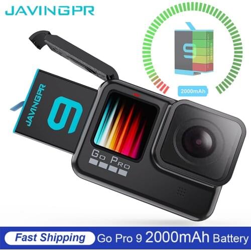 JAVINGPR Battery 2000mAh For GoPro Hero 9 LCD Lntelligent Battery Charger USB 3-Ways Fast Charger For Go Pro Hero 9 Black Camera