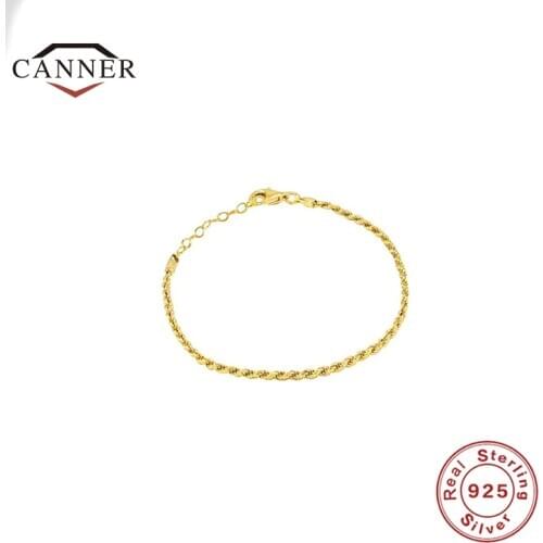 CANNER High Quality 100% 925 Stamp Sterling Silver Fashion 2.0 Hemp Rope Chain Bracelet For Women Silver 925 Jewelry pulseras