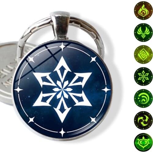 Genshin Impact Luminous Keychain Game Eye of God Water Wind Thunder Fire Rock Element Fashion Jewelry Key Chain Holder Keyring